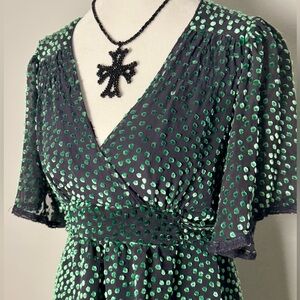 90s Betsey Johnson Polka Dot Velvet Burnout Babydoll Dress